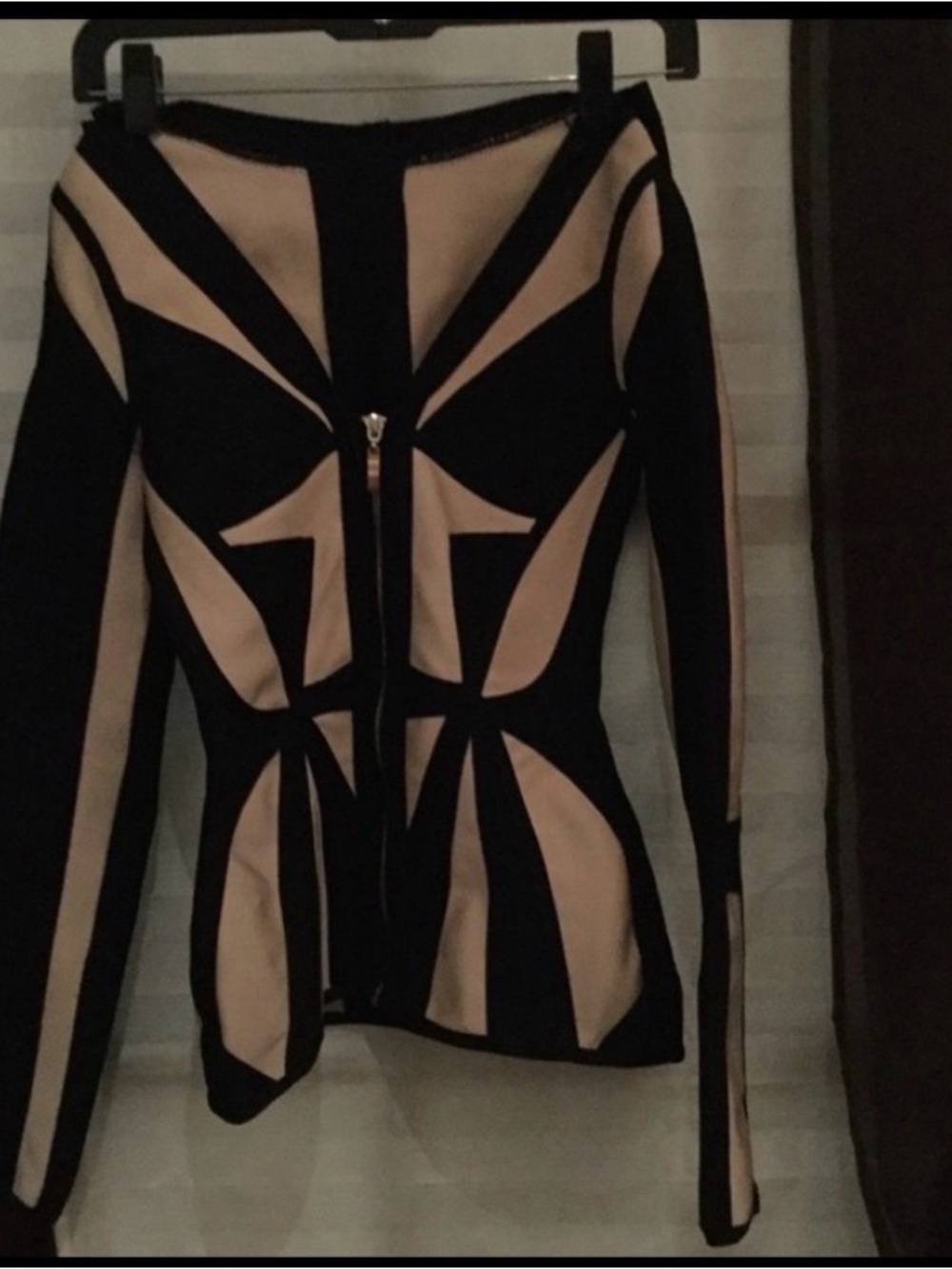 Black and pink Geometric Long Sleeve Top and shorts -bandaged